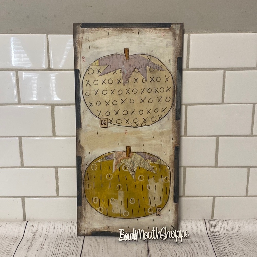 *Blockhead Arts Mixed Media Two Tomatoes Wall Art Plaque Canvas